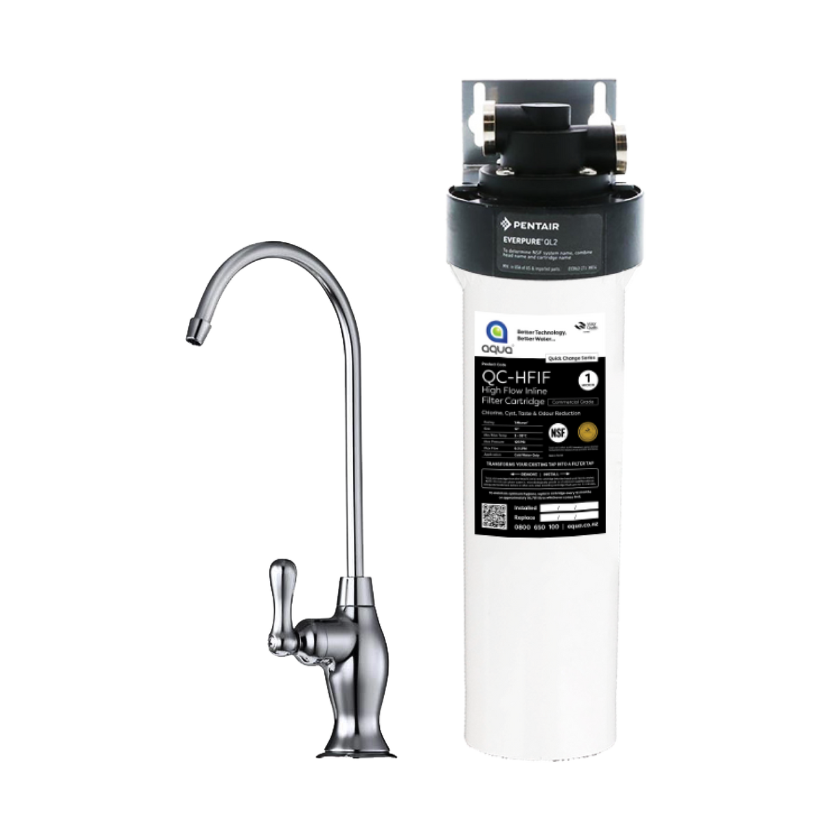 Under Bench High-Flow Inline Filter with Tap