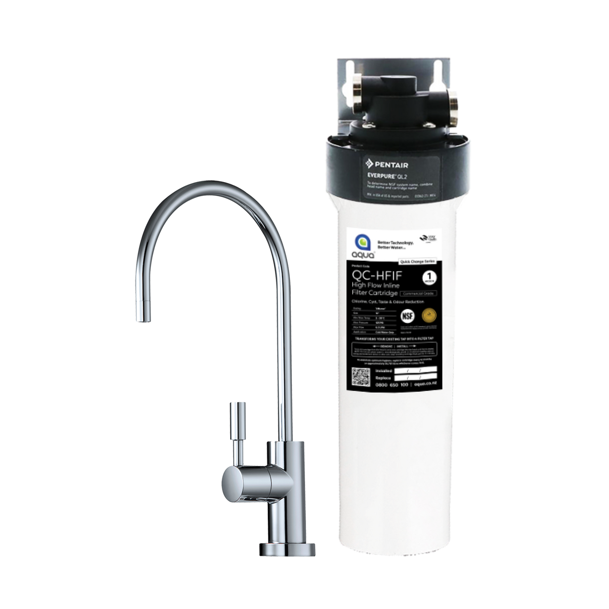 Under Bench High-Flow Inline Filter with Tap