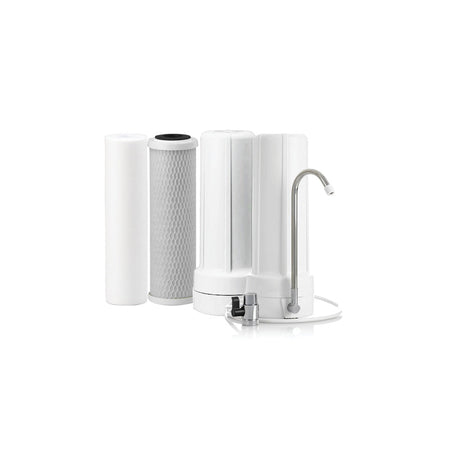 Bench Top "Twin" Water Filter System with 1/4 Tubing Fast Flow Diverter (PSS-1, CBS-05)