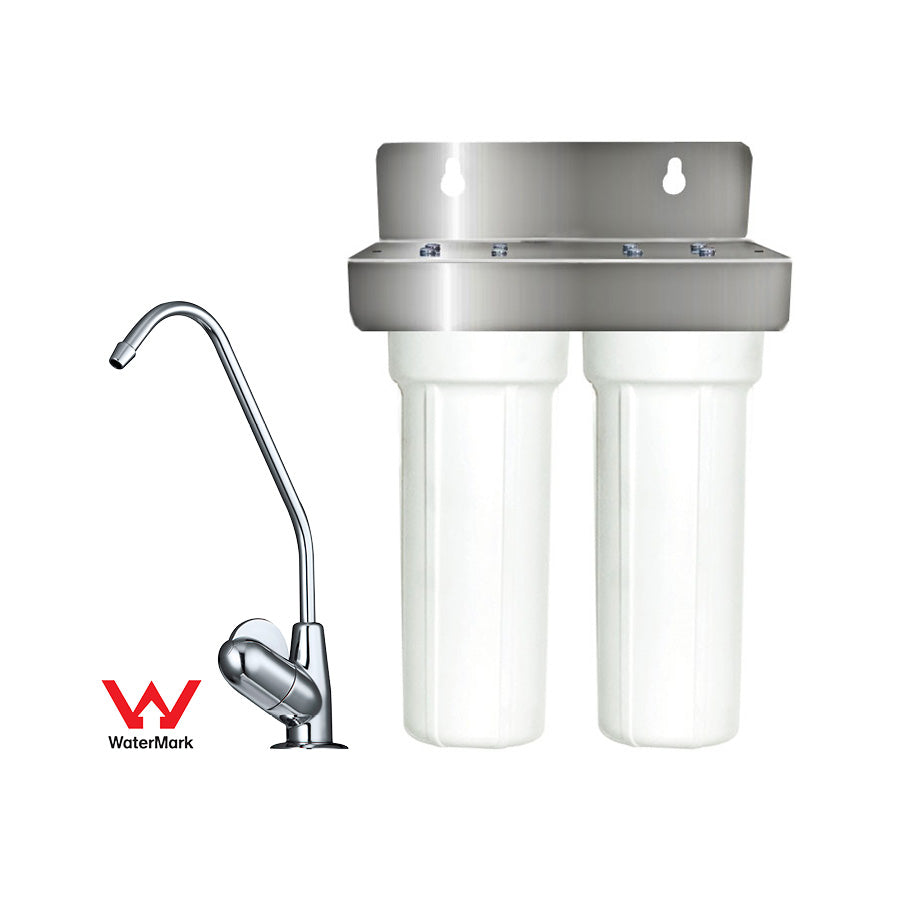 Under Bench "Twin" Water Filter System with PLV & "Classic" Tap (PSS-1, CBS-05)