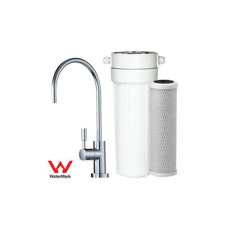 Under Bench Water Filter System with PLV & "Titanium" Faucet (CBS-05)