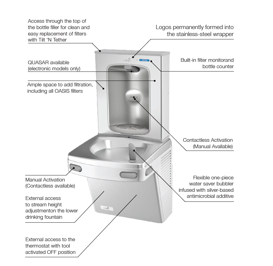 Oasis Contactless Versafiller with VersaCooler Split-Level Combo