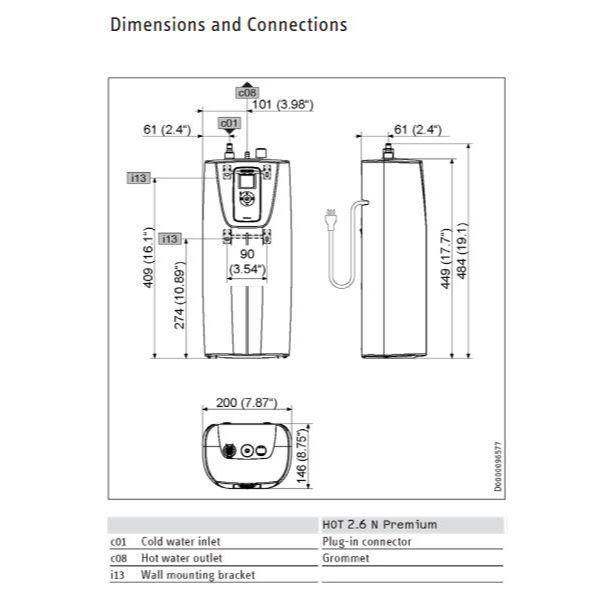 Stiebel Eltron 2.6N Premium Undersink Water Boiler with Tap 203881